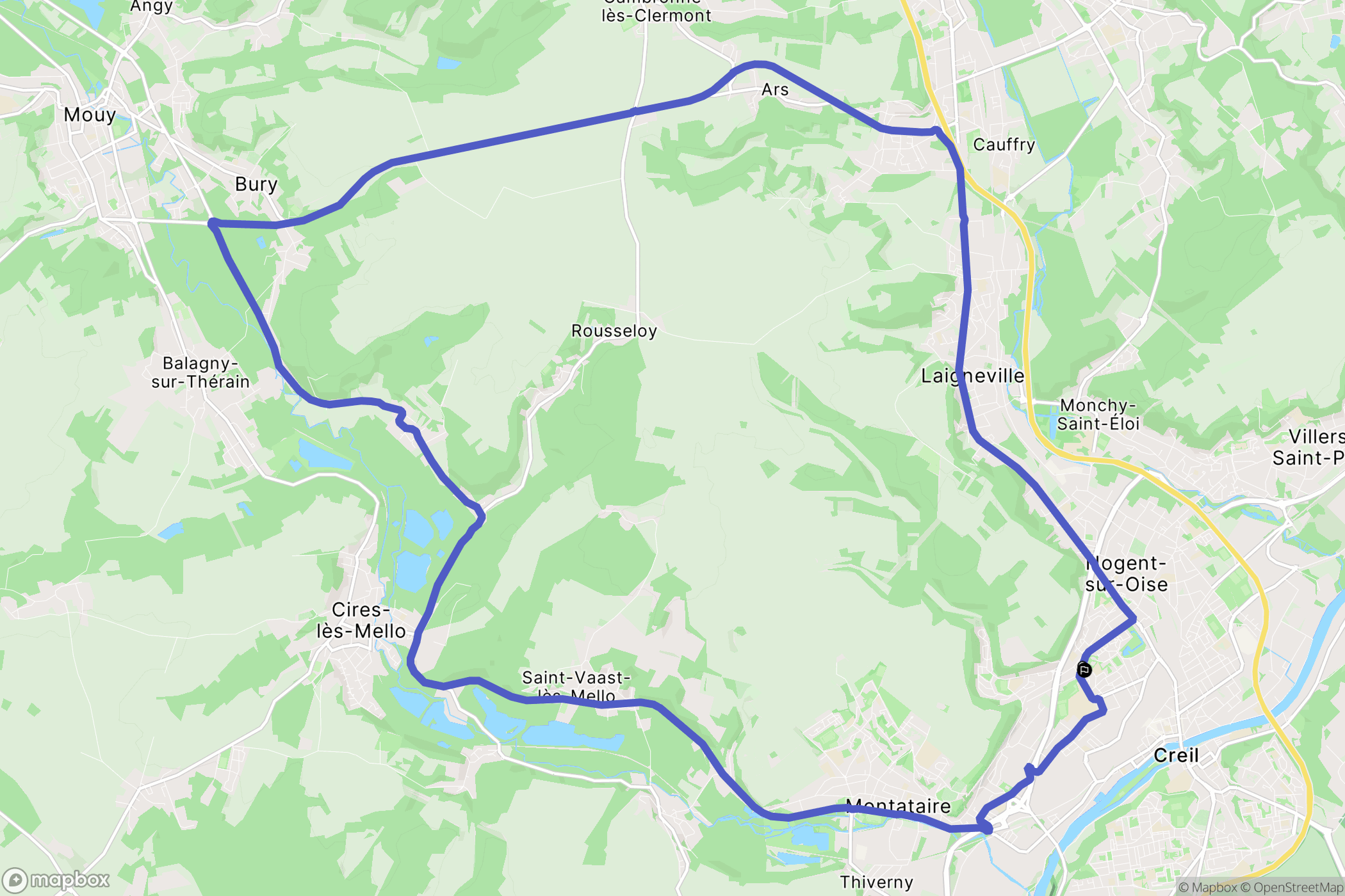 Nogent-sur-Oise : carte du parcours de randonnée - France