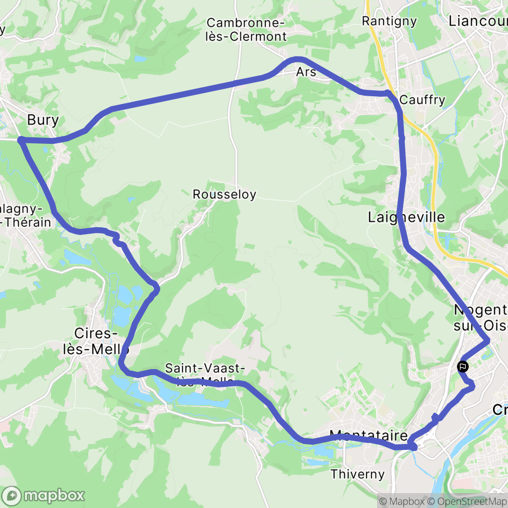 Nogent-sur-Oise : carte du parcours de randonnée - France