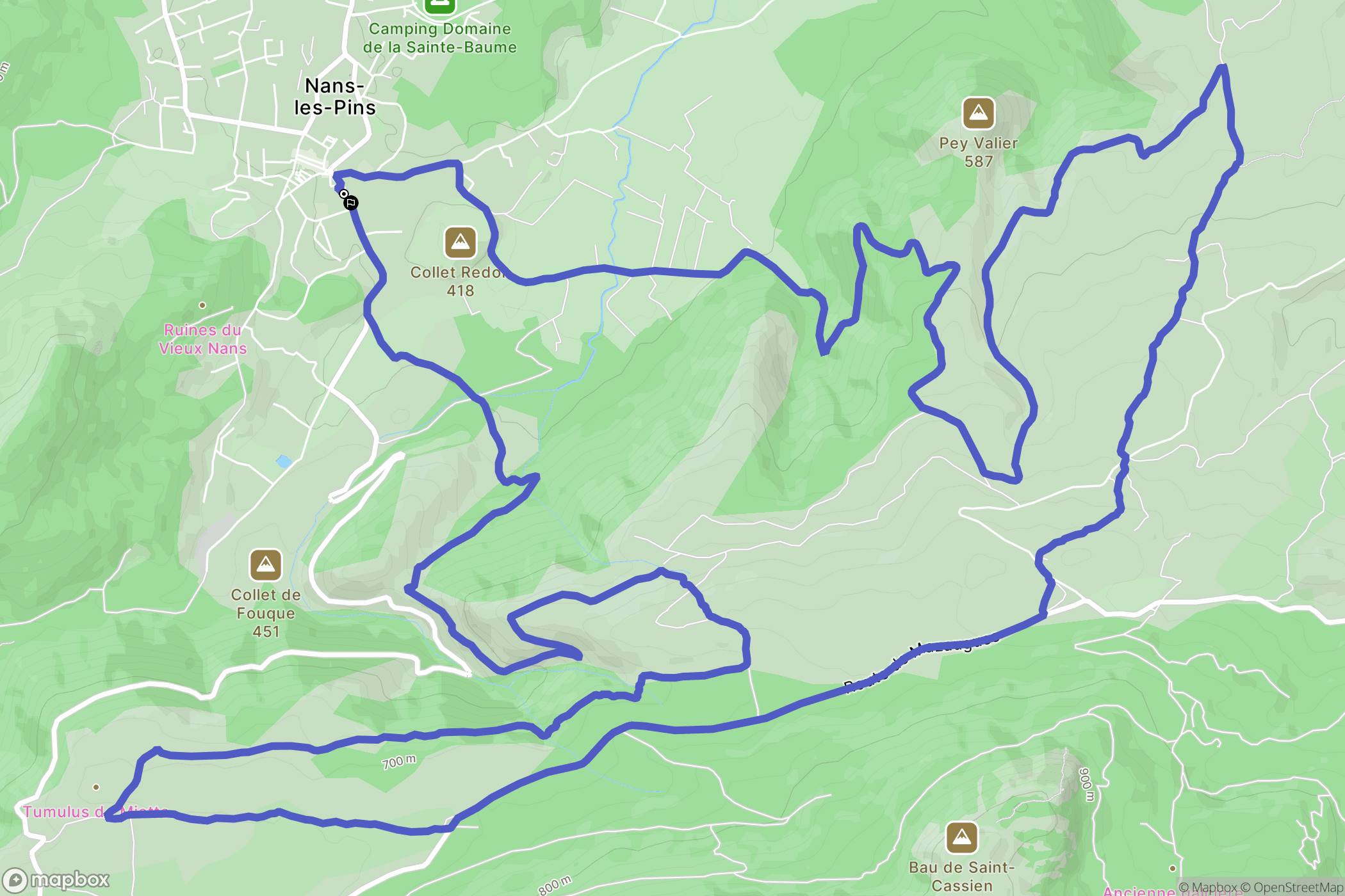 Nans-les-Pins : carte du parcours de randonnée - France