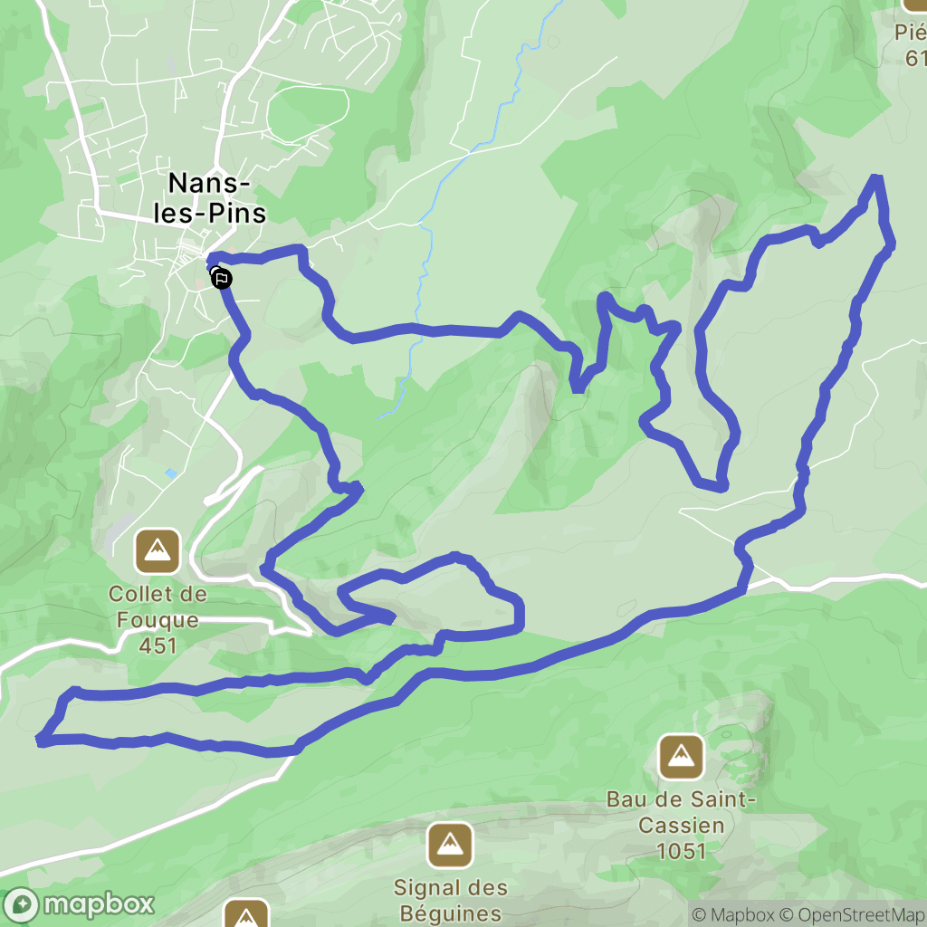 Nans-les-Pins : carte du parcours de randonnée - France
