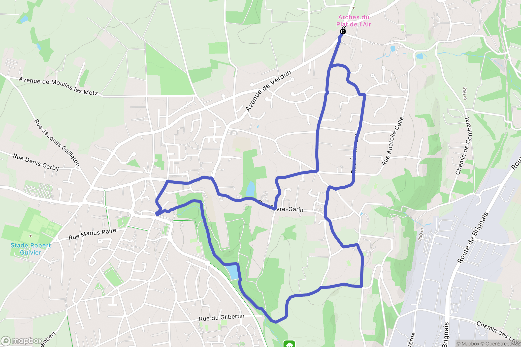 Chaponost : carte du parcours de randonnée - France