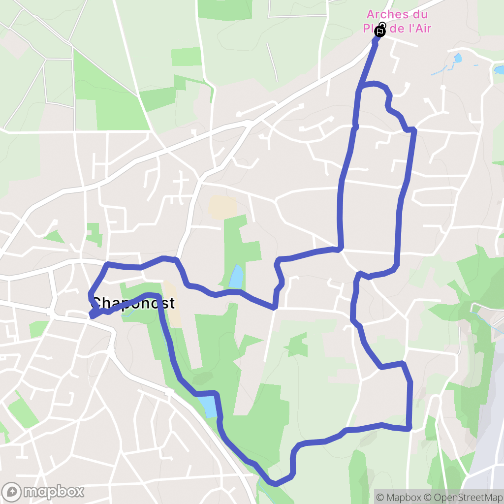 Chaponost : carte du parcours de randonnée - France