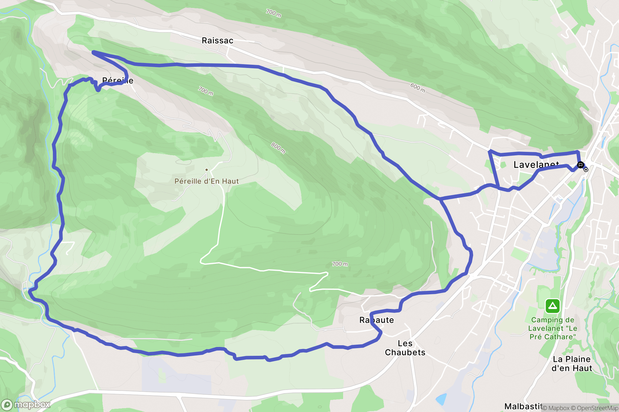 Lavelanet : carte du parcours de randonnée - France