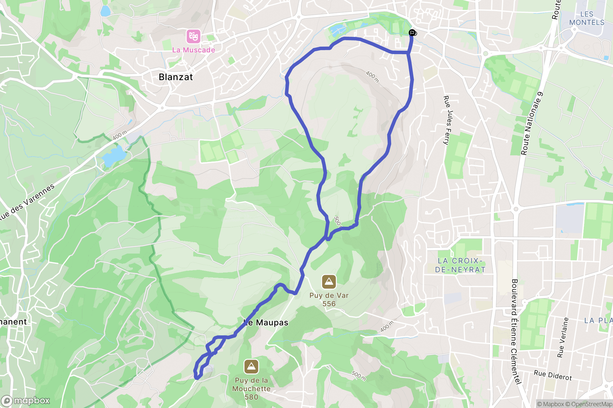 Cébazat : carte du parcours de randonnée - France