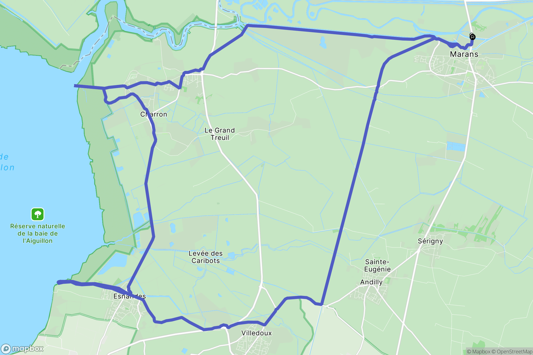 Marans : carte du parcours de randonnée - France