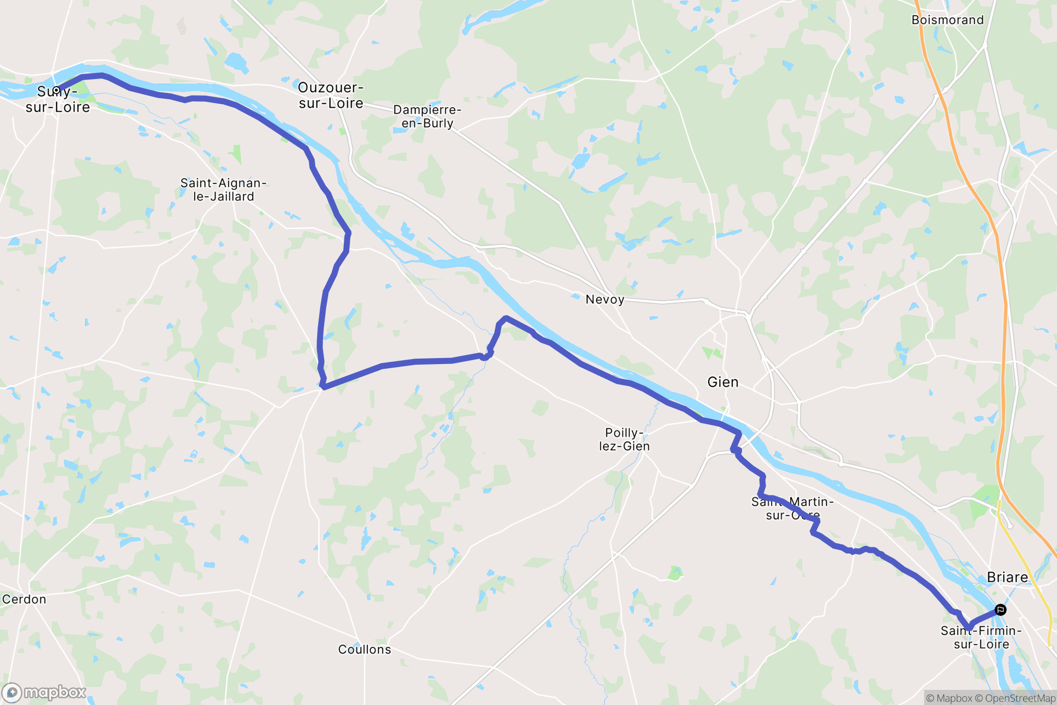 Sully-sur-Loire : carte du parcours de randonnée - France