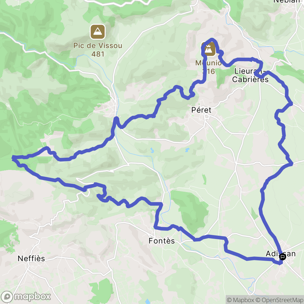 Adissan : carte du parcours de randonnée - France