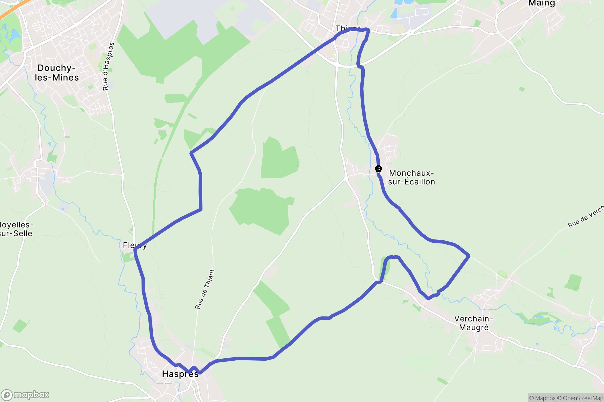 Monchaux-sur-Écaillon : carte du parcours de randonnée - France