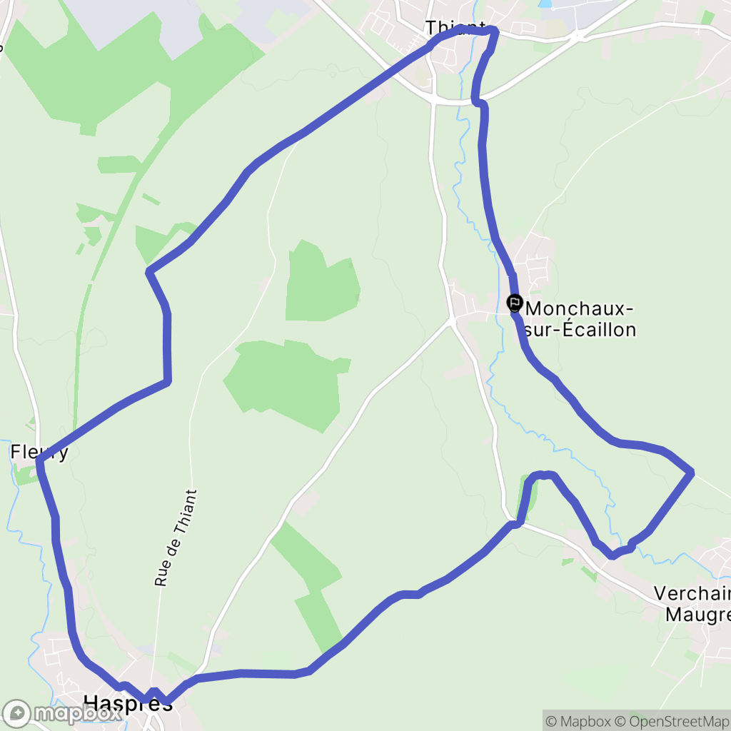 Monchaux-sur-Écaillon : carte du parcours de randonnée - France