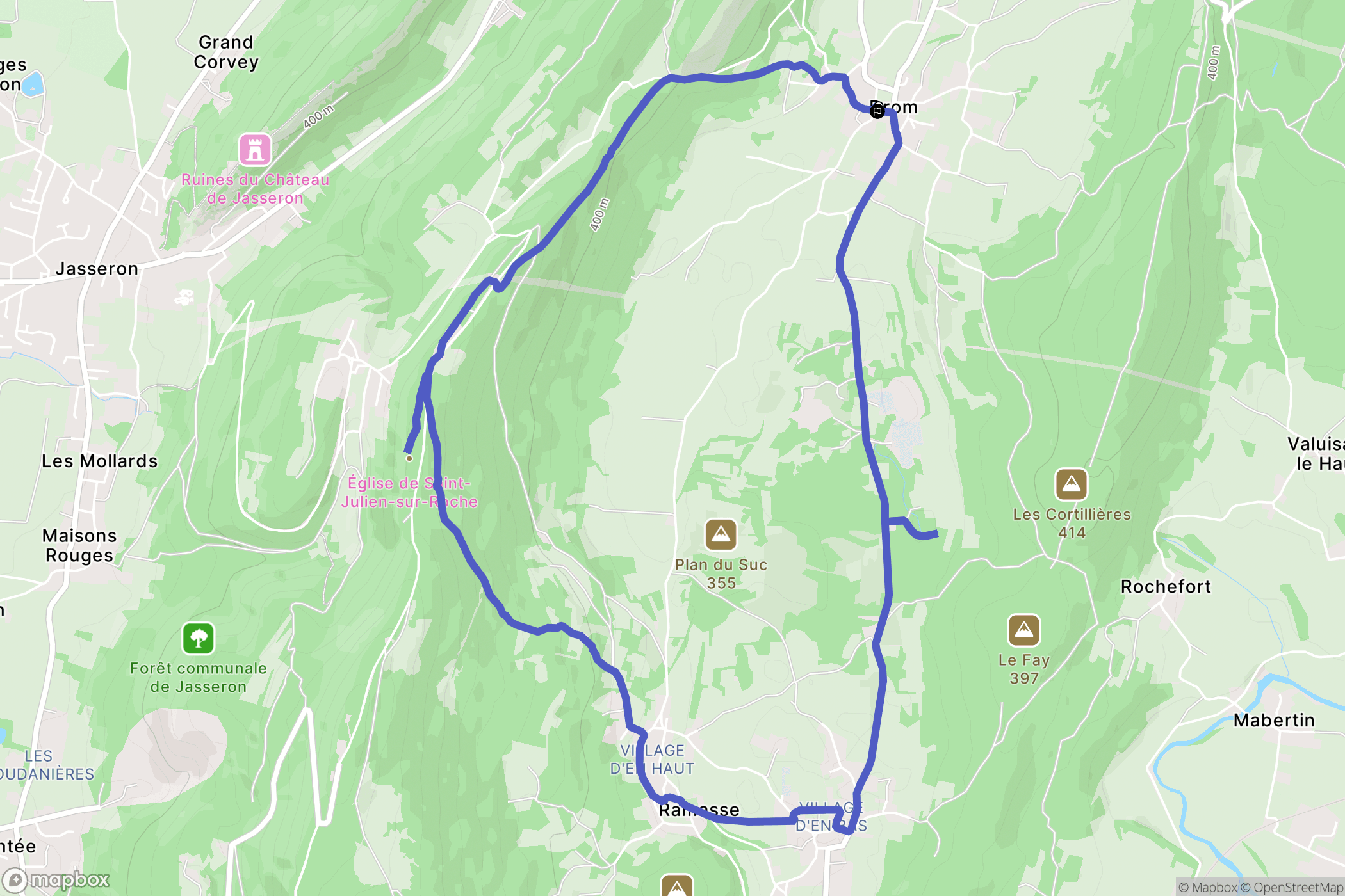 Drom : carte du parcours de randonnée - France