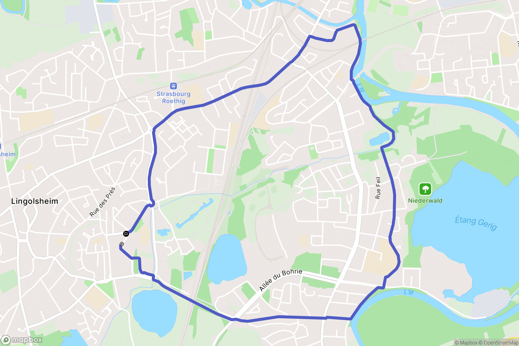 Lingolsheim : carte du parcours de randonnée - France
