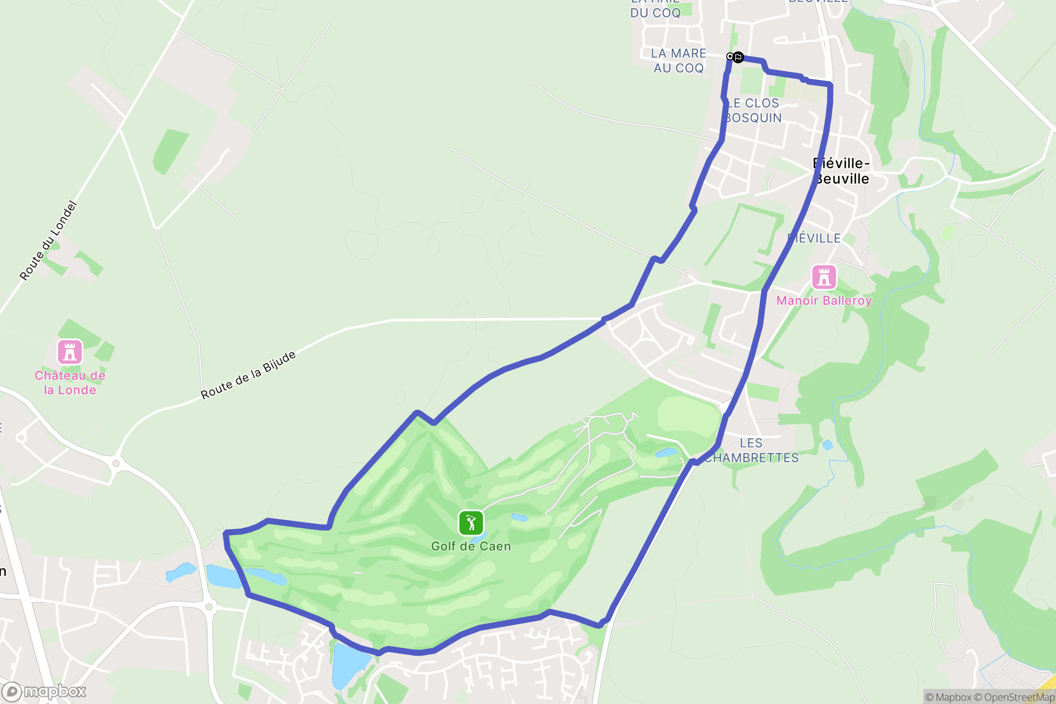 Biéville-Beuville : carte du parcours de randonnée - France