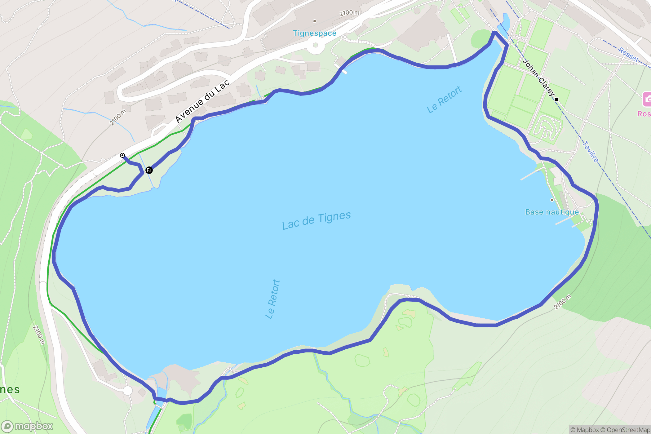 Tignes : carte du parcours de randonnée - France