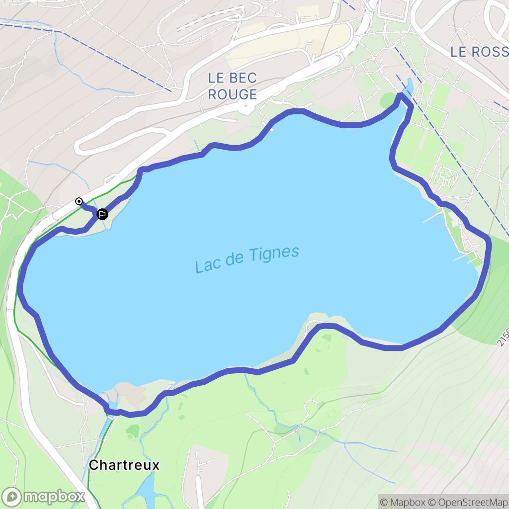 Tignes : carte du parcours de randonnée - France