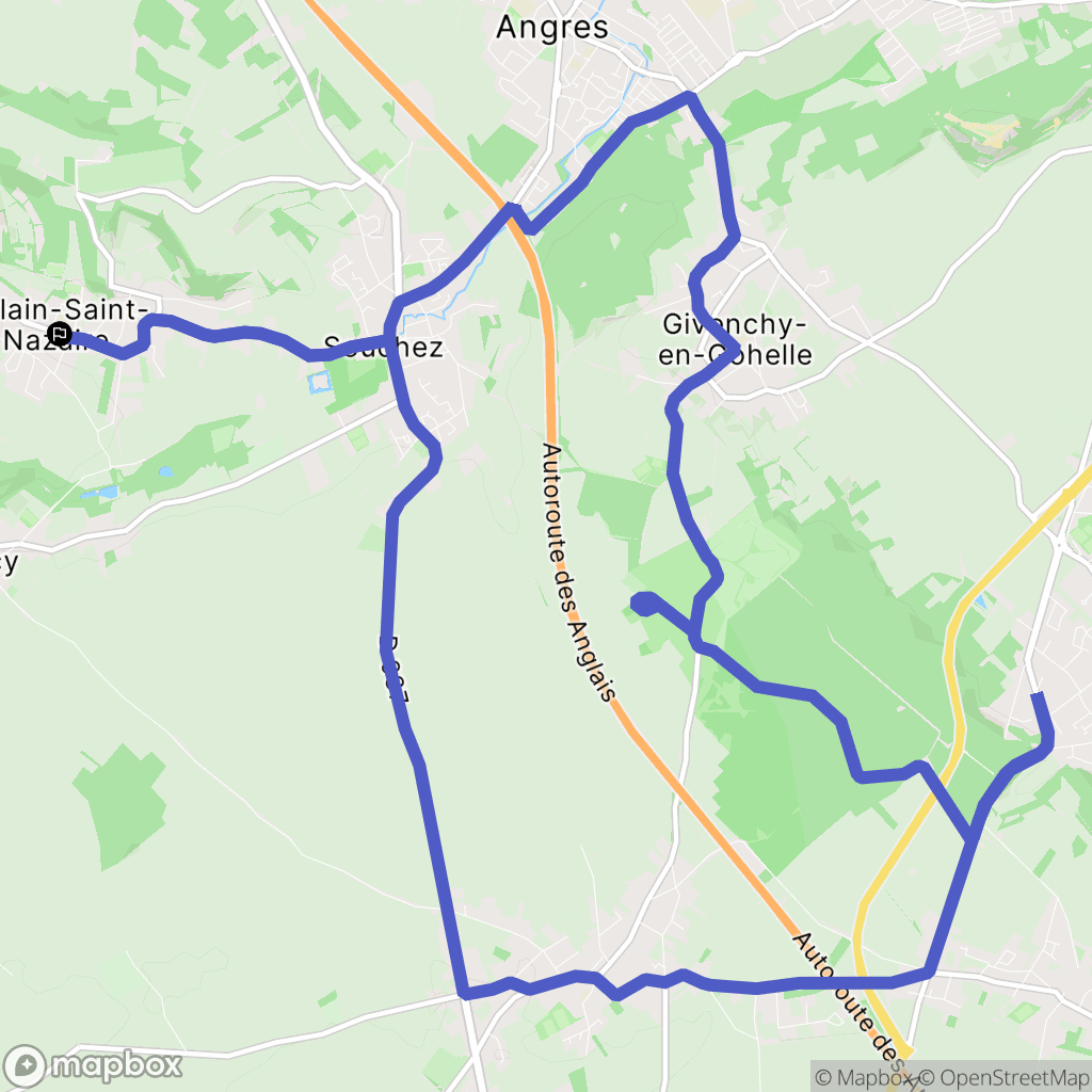 Ablain-Saint-Nazaire : carte du parcours de randonnée - France