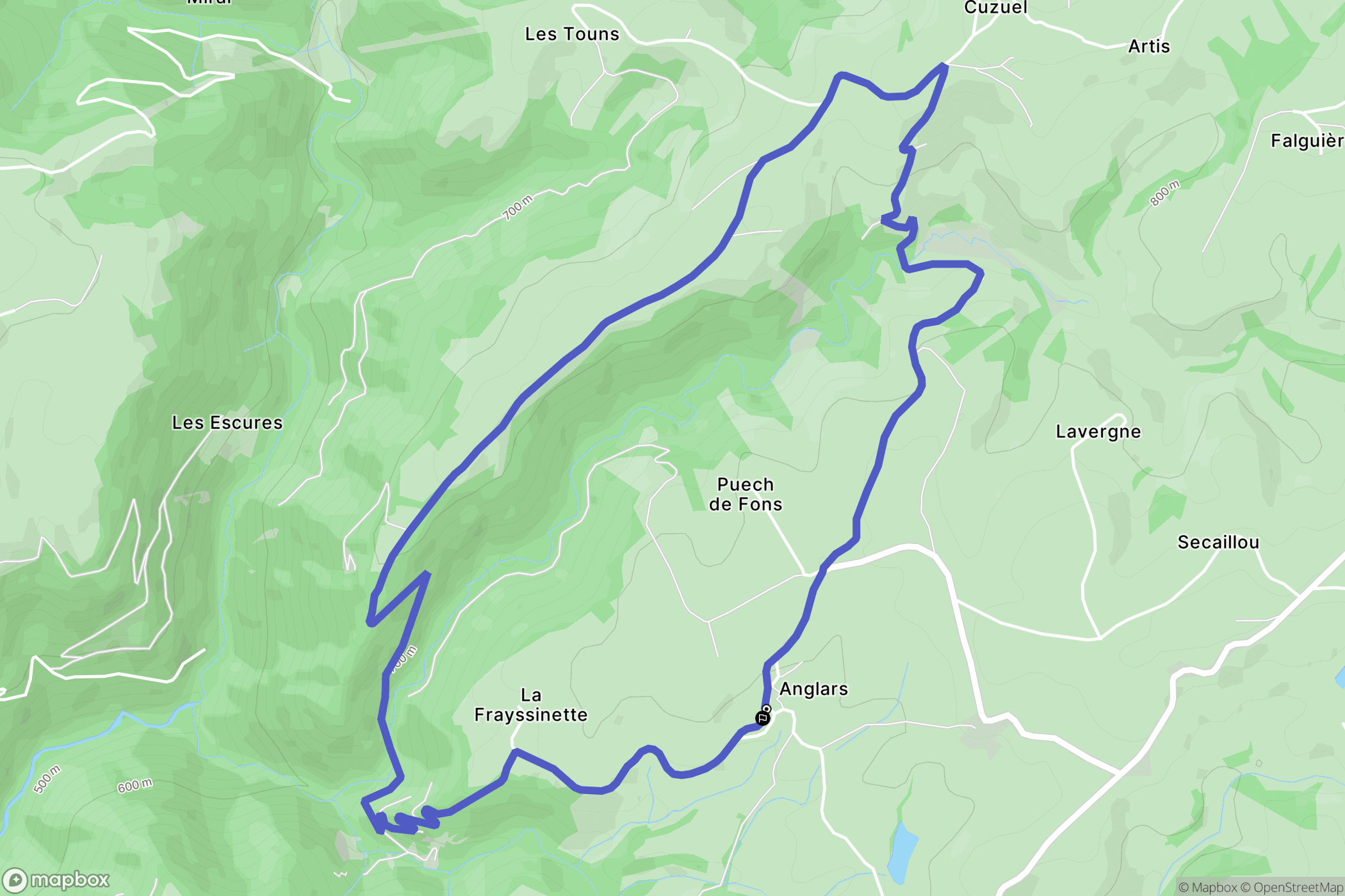 Le Cayrol : carte du parcours de randonnée - France