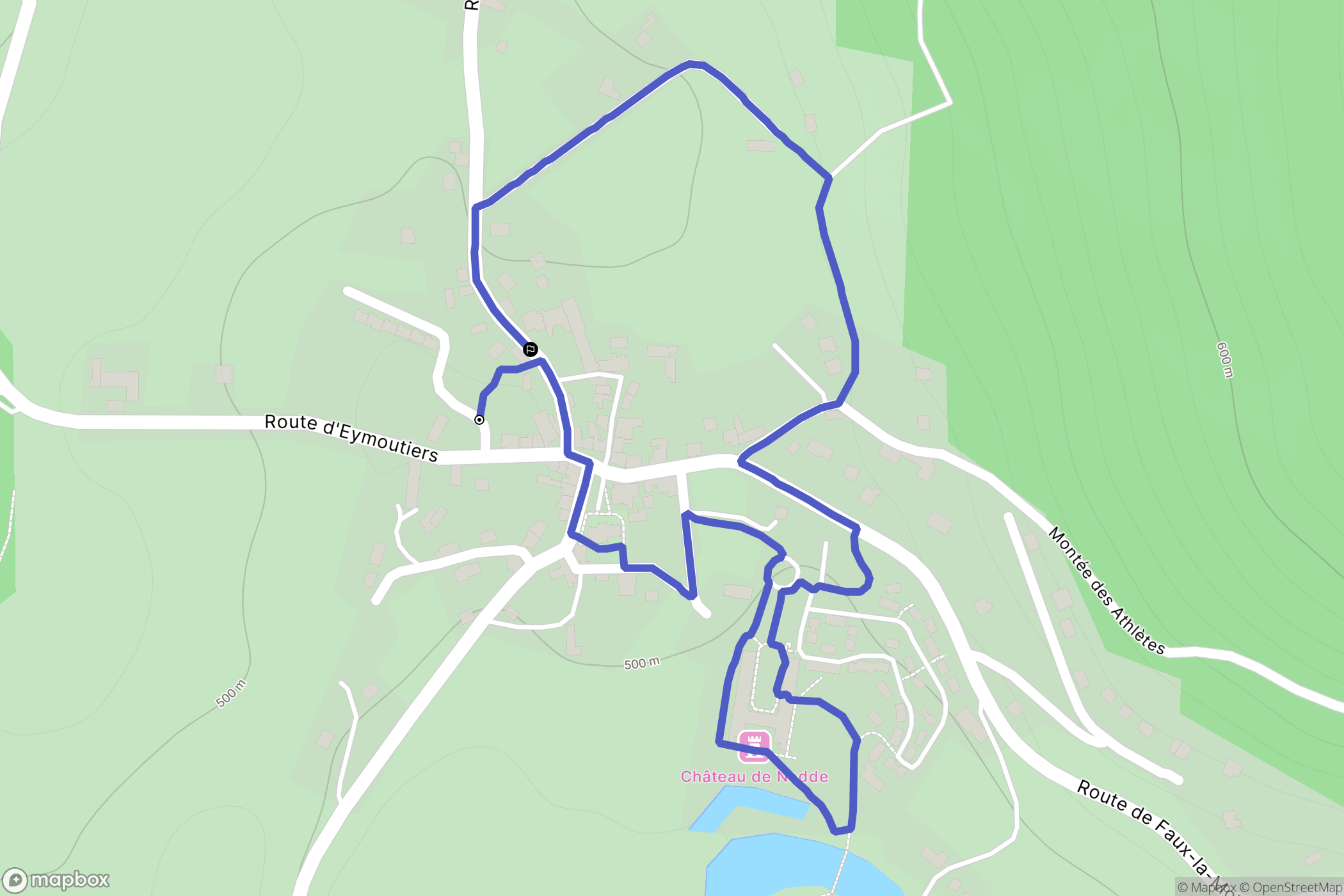 Nedde : carte du parcours de randonnée - France