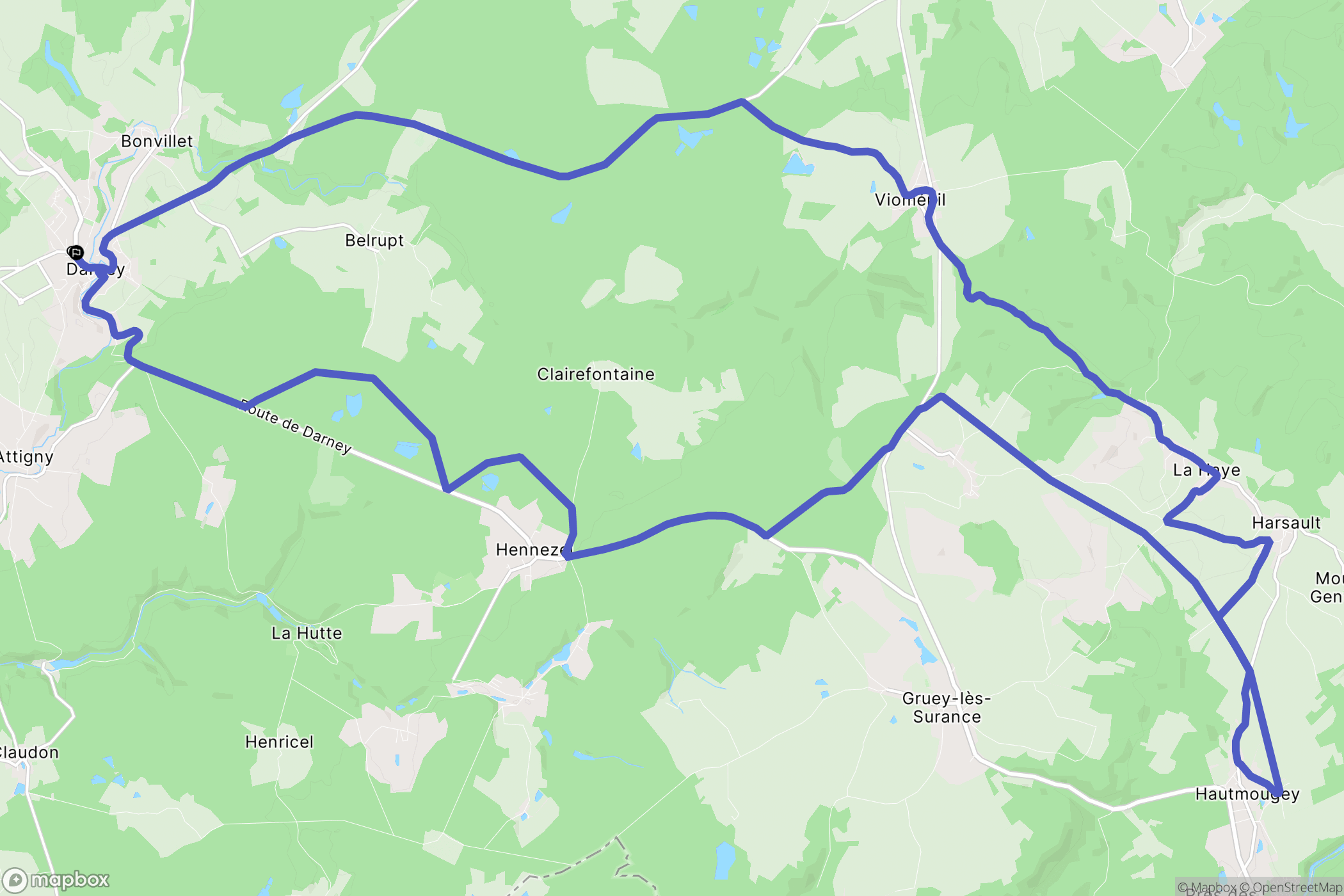 Darney : carte du parcours de randonnée - France