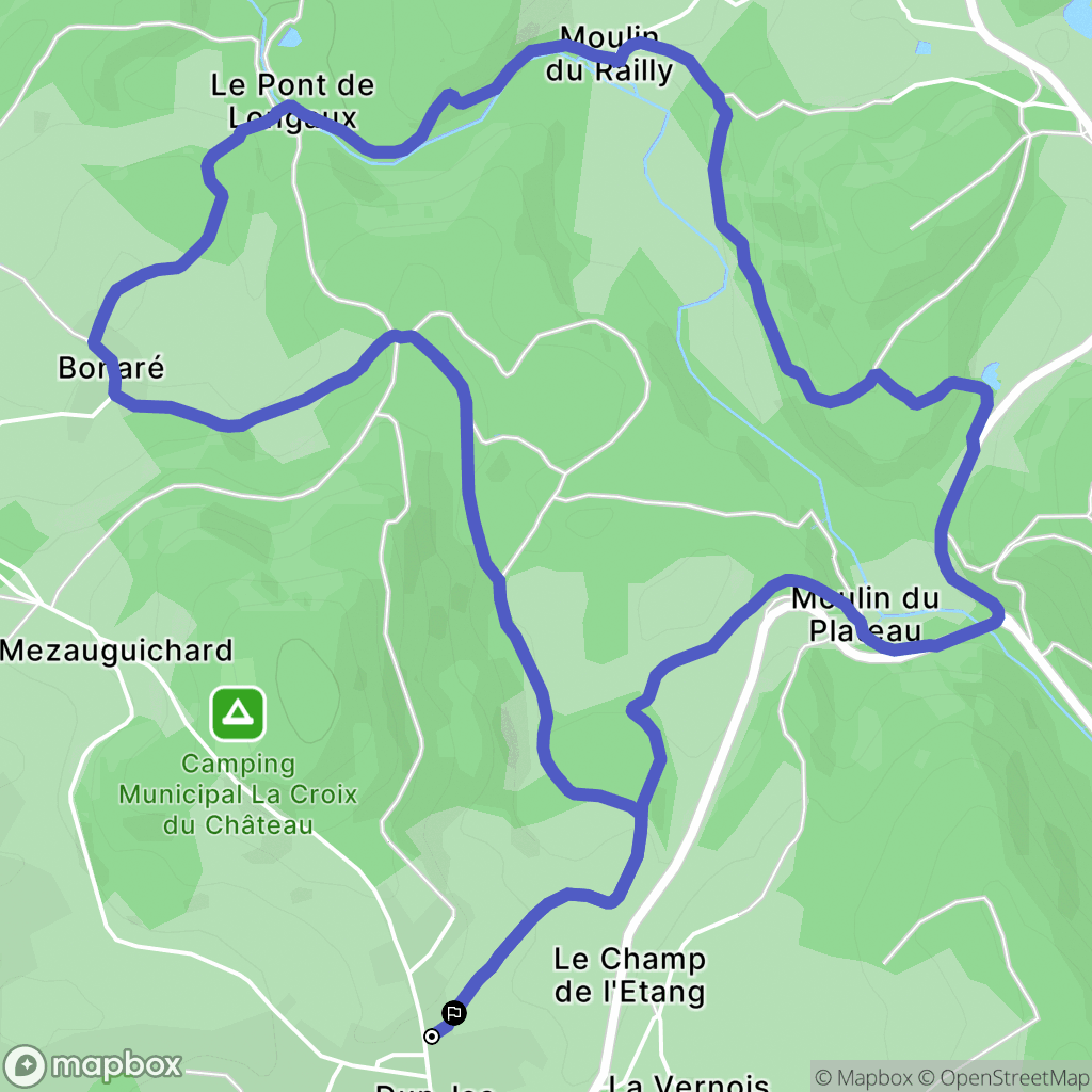 Dun-les-Places : carte du parcours de randonnée - France