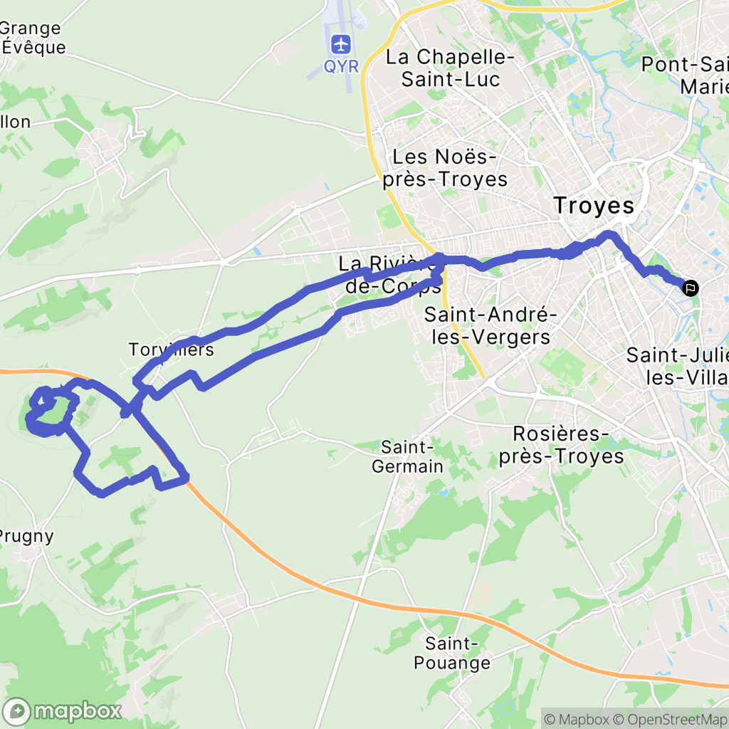 Troyes : carte du parcours de randonnée - France