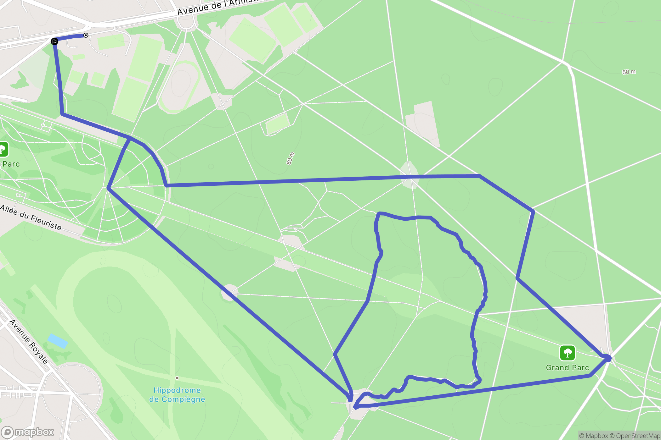 Compiègne : carte du parcours de randonnée - France