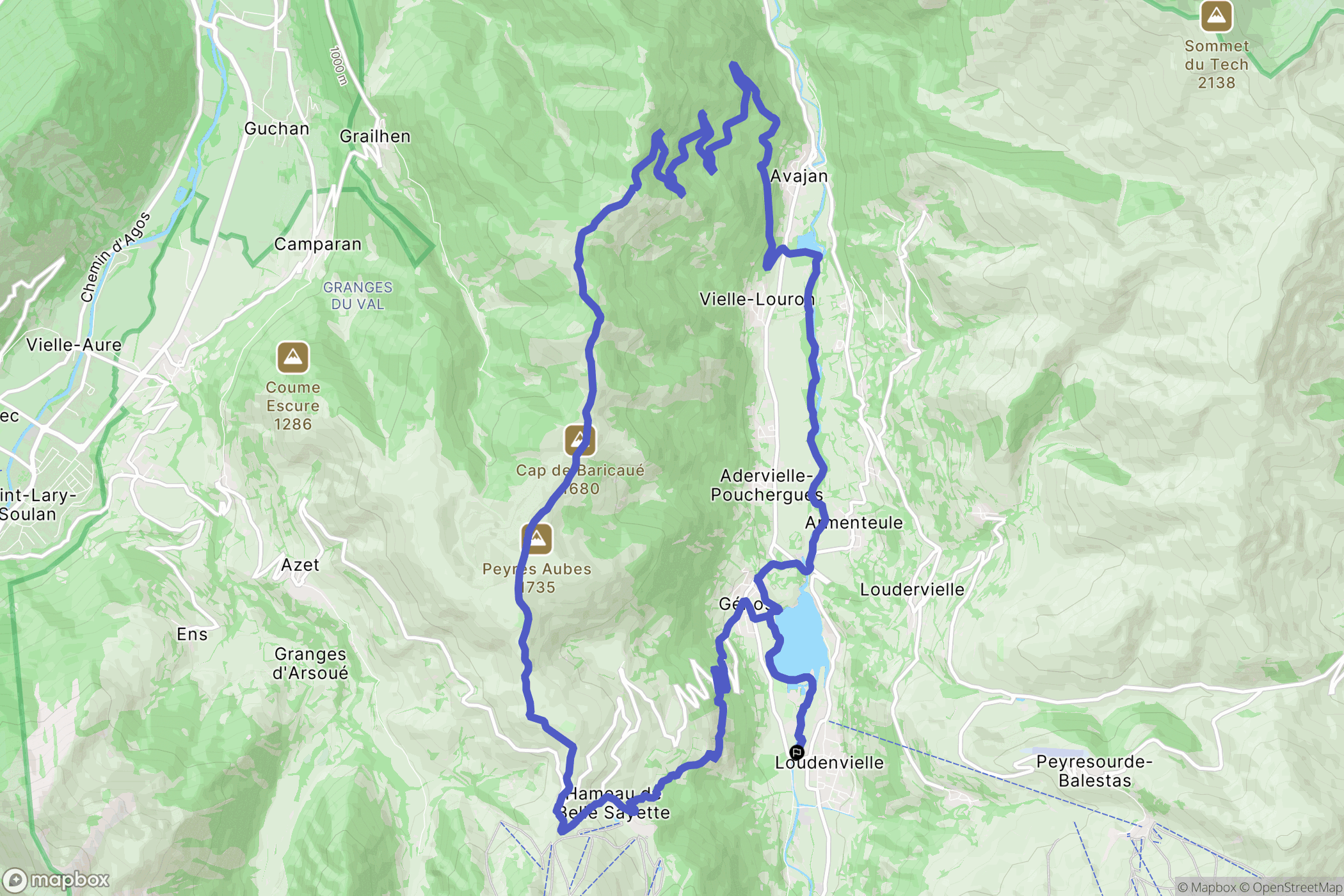 Loudenvielle : carte du parcours de randonnée - France