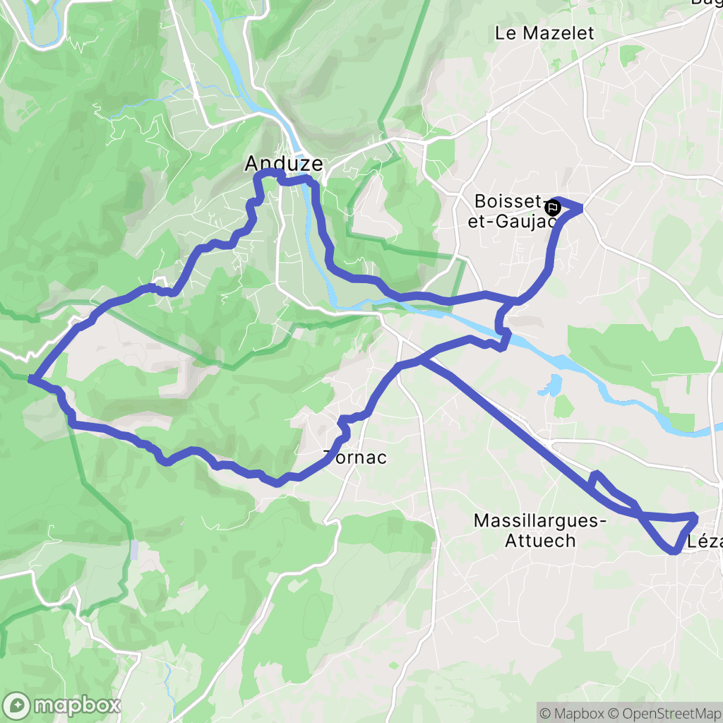 Boisset et Gaujac : carte du parcours de randonnée - France
