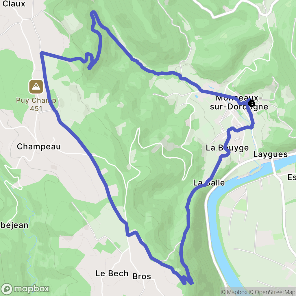 Monceaux-sur-Dordogne : carte du parcours de randonnée - France