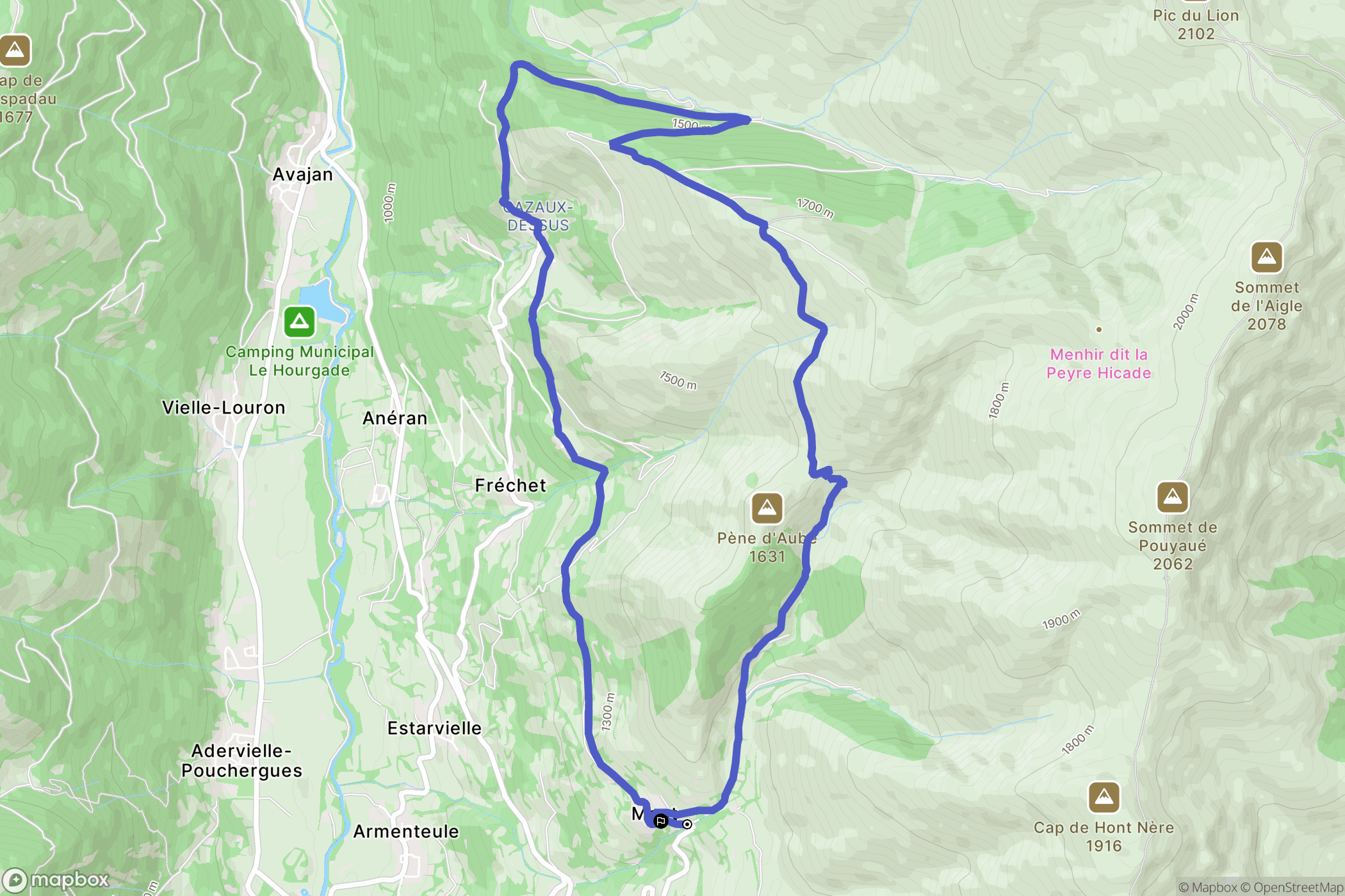 Mont : carte du parcours de randonnée - France