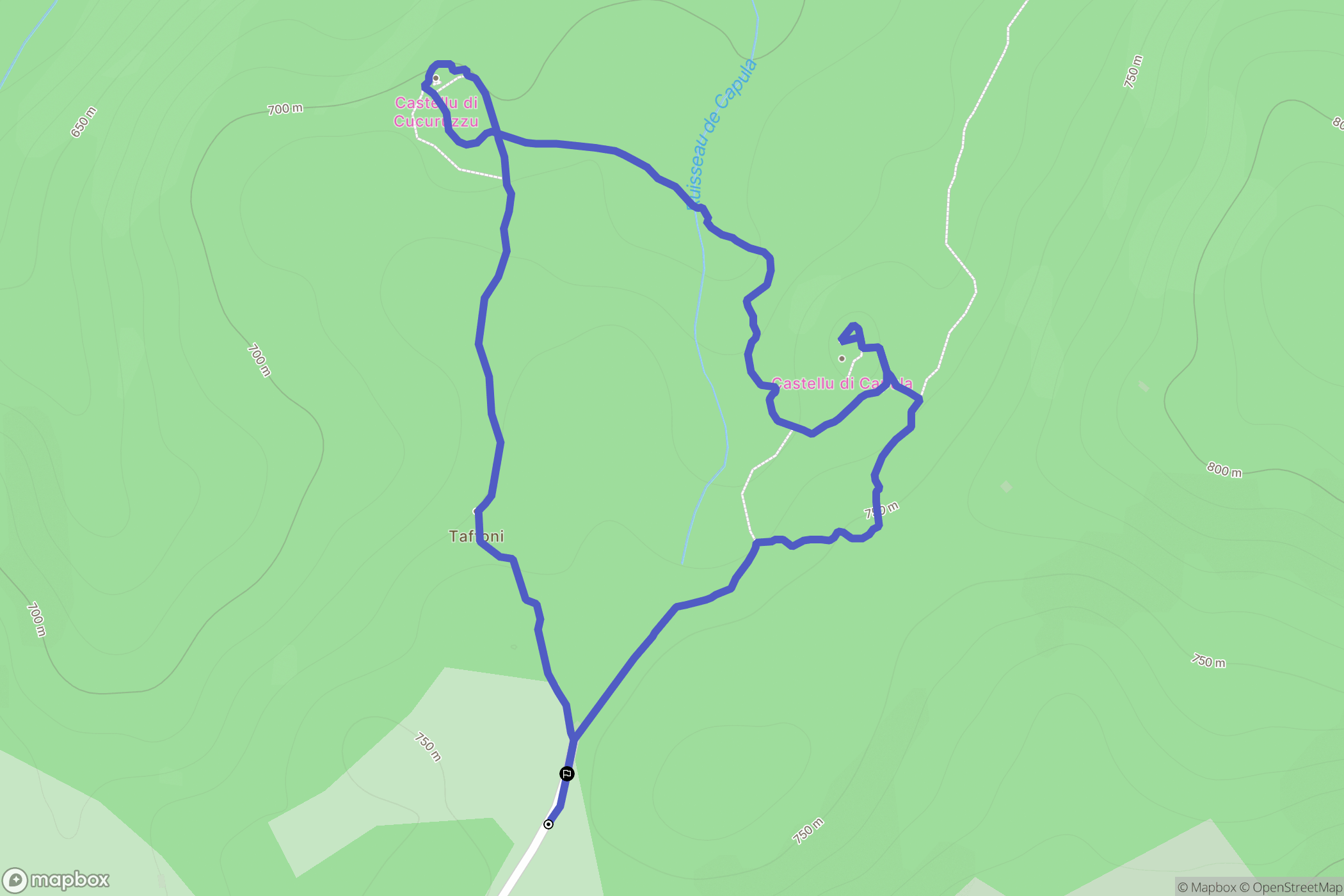 Levie : carte du parcours de randonnée - France