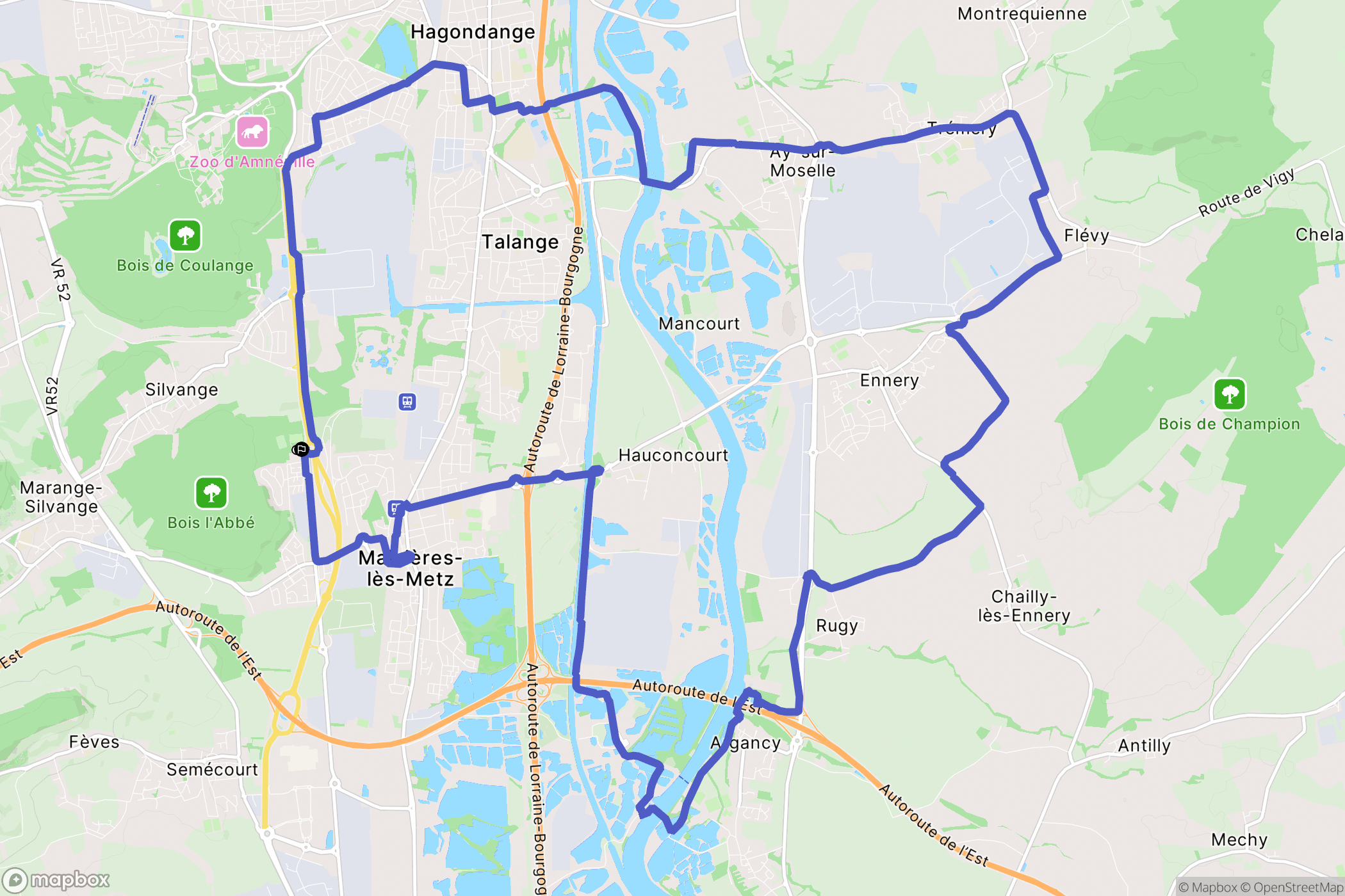 Maizières-lès-Metz : carte du parcours de randonnée - France
