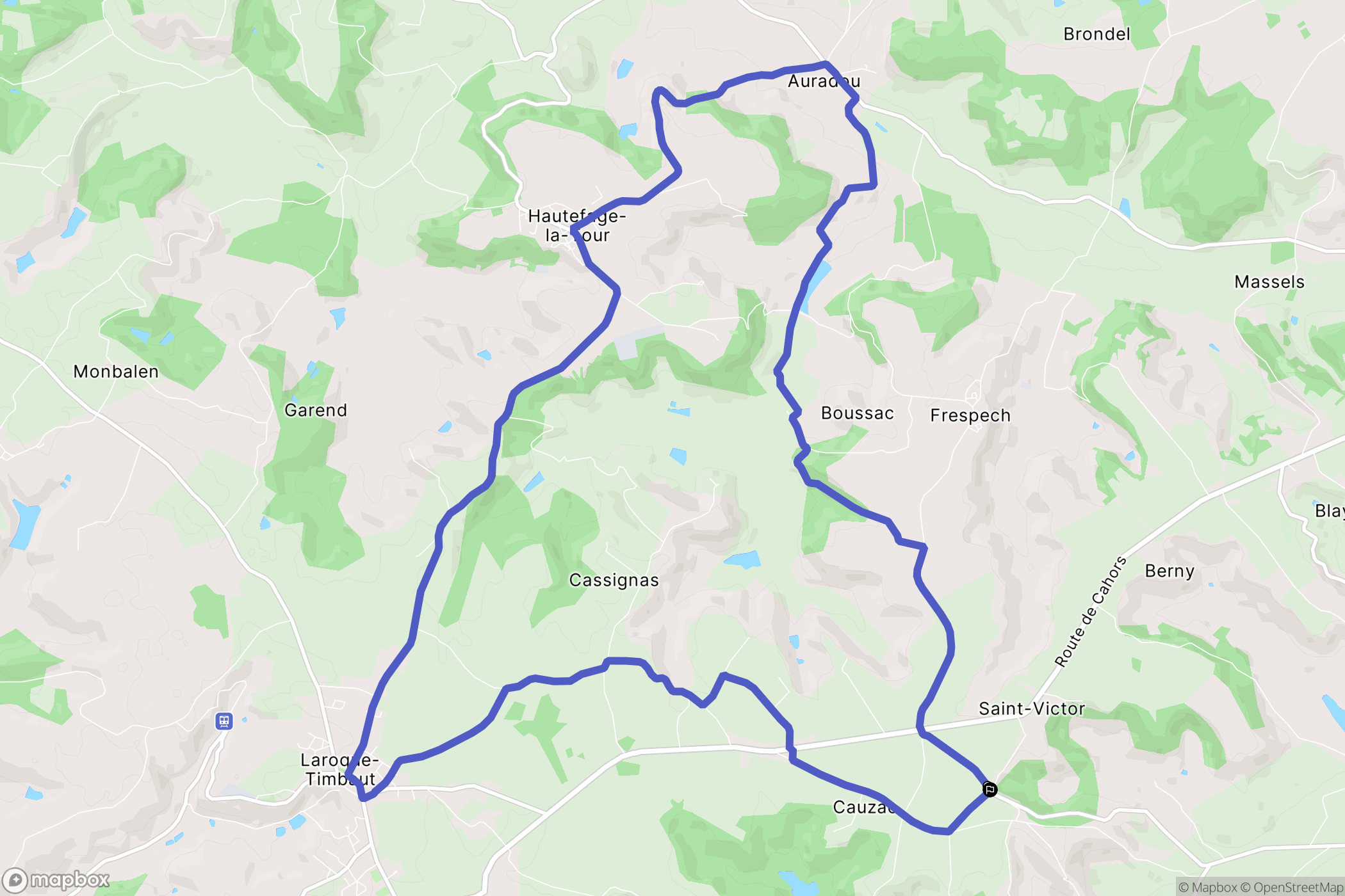 Cauzac : carte du parcours de randonnée - France