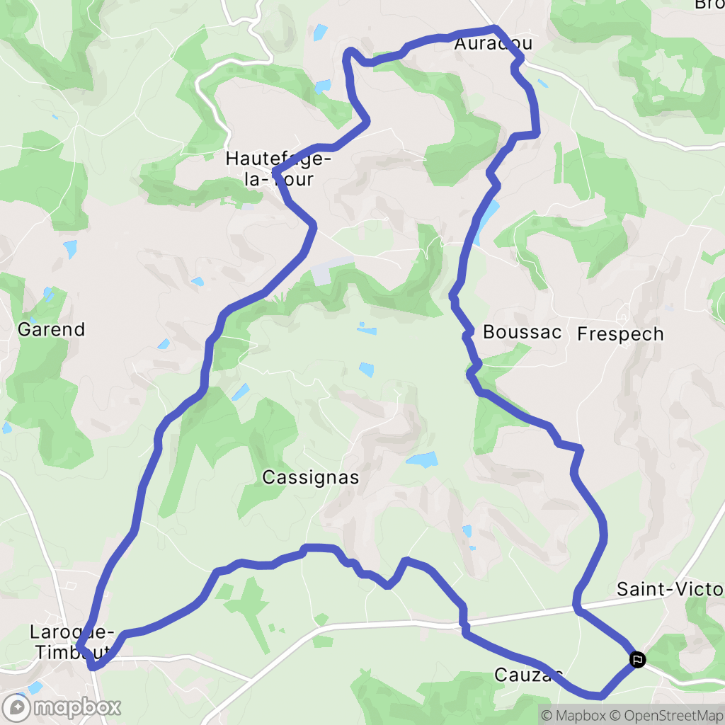 Cauzac : carte du parcours de randonnée - France