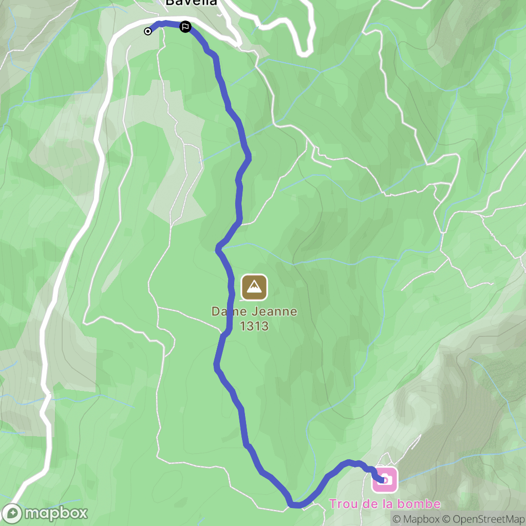 Quenza : carte du parcours de randonnée - France