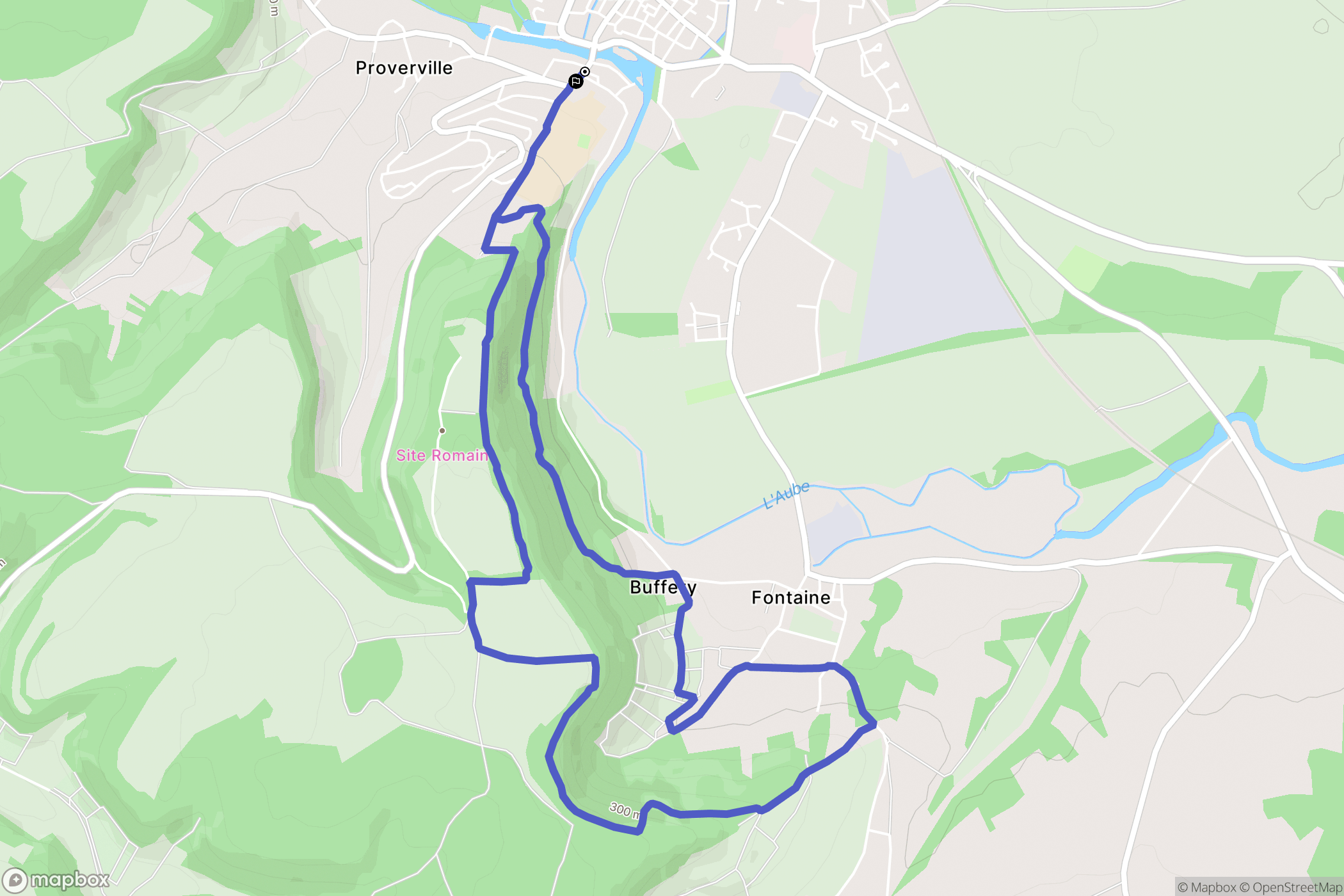Bar-sur-Aube : carte du parcours de randonnée - France