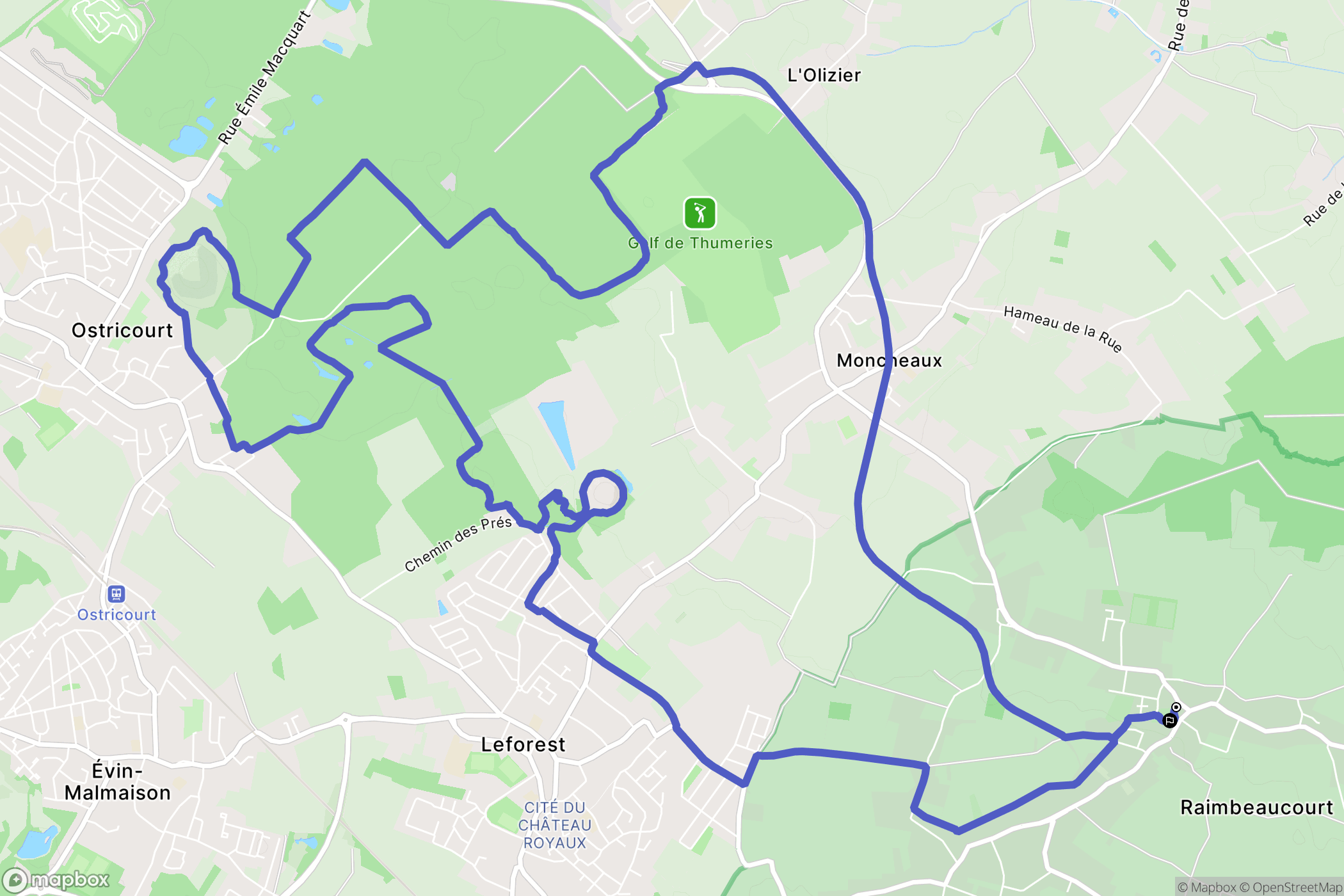 Raimbeaucourt : carte du parcours de randonnée - France