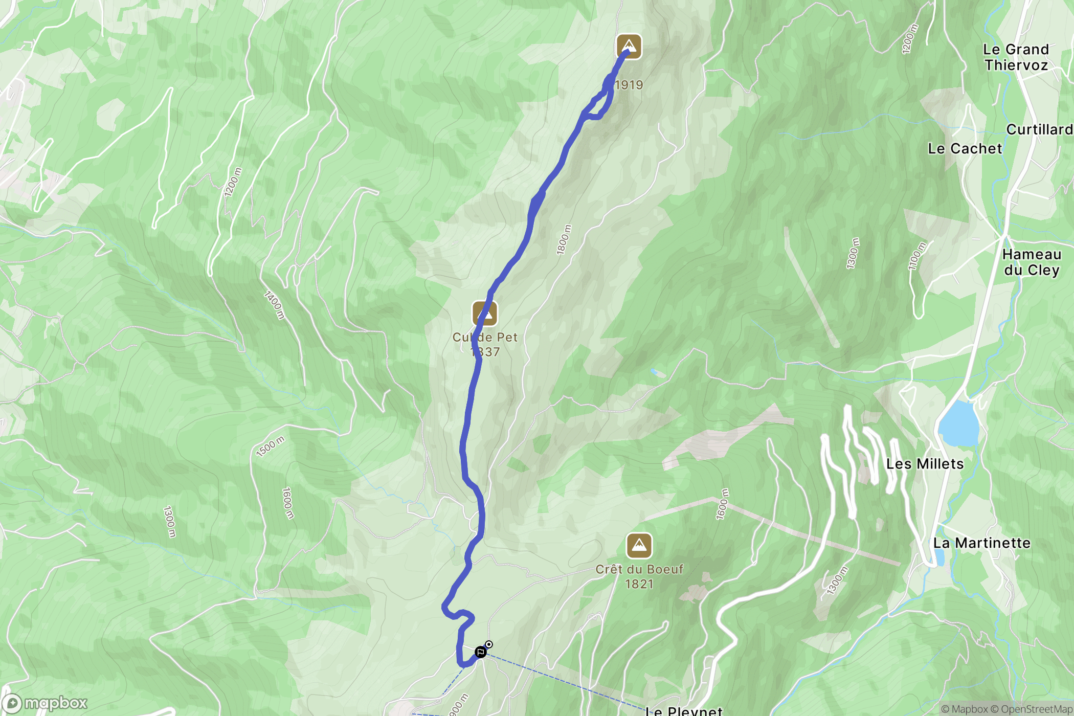 Le Haut-Bréda : carte du parcours de randonnée - France