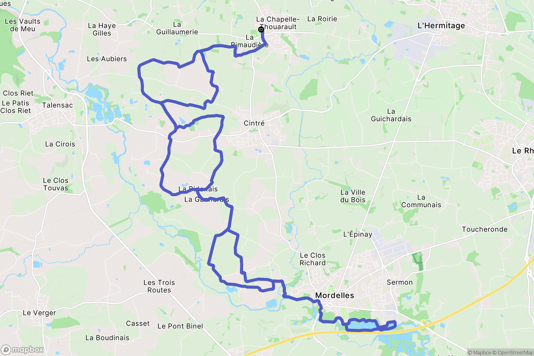 La Chapelle-Thouarault : carte du parcours de randonnée - France