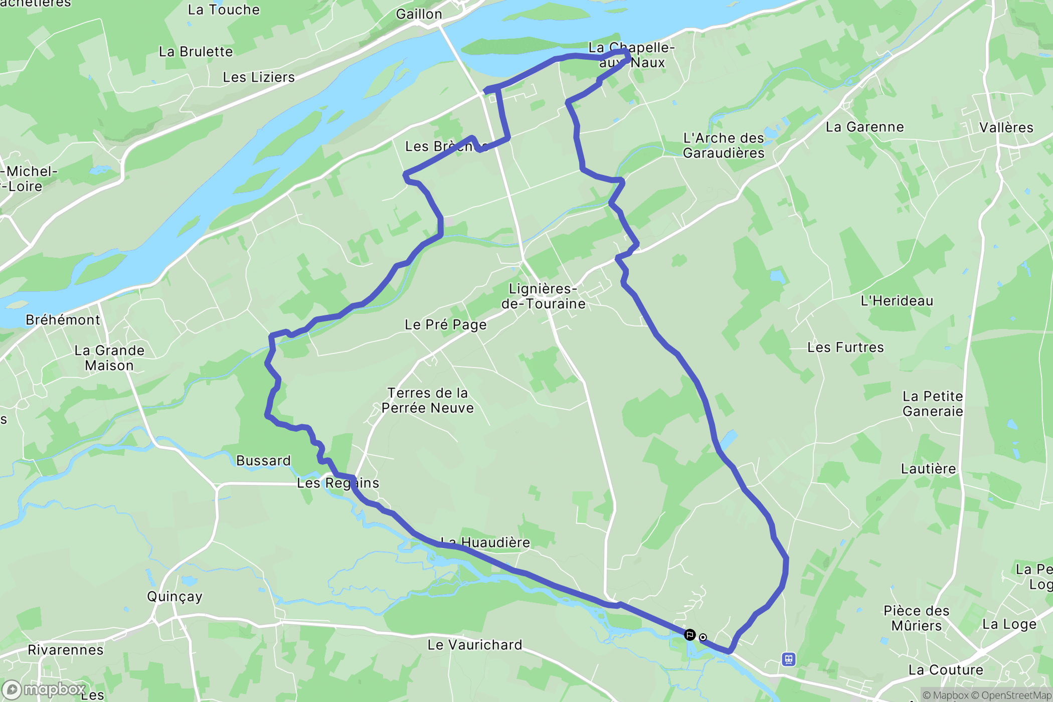 Azay-le-Rideau : carte du parcours de randonnée - France