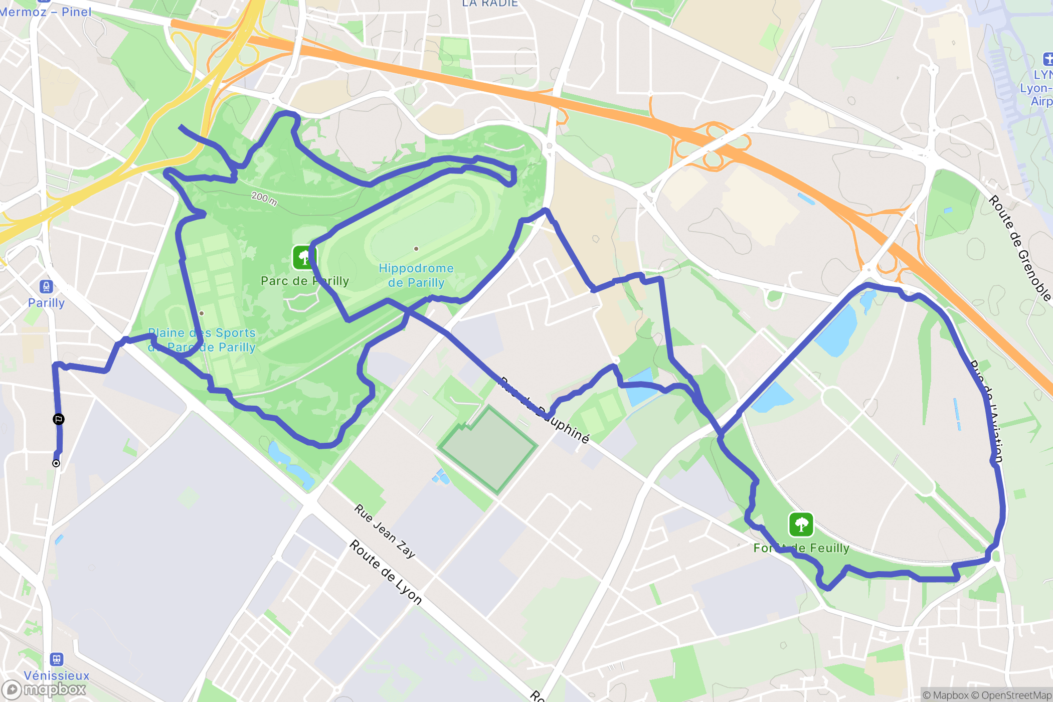 Vénissieux : carte du parcours de randonnée - France