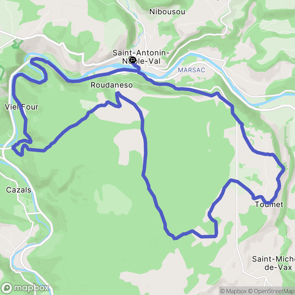 Saint-Antonin-Noble-Val : carte du parcours de randonnée - France