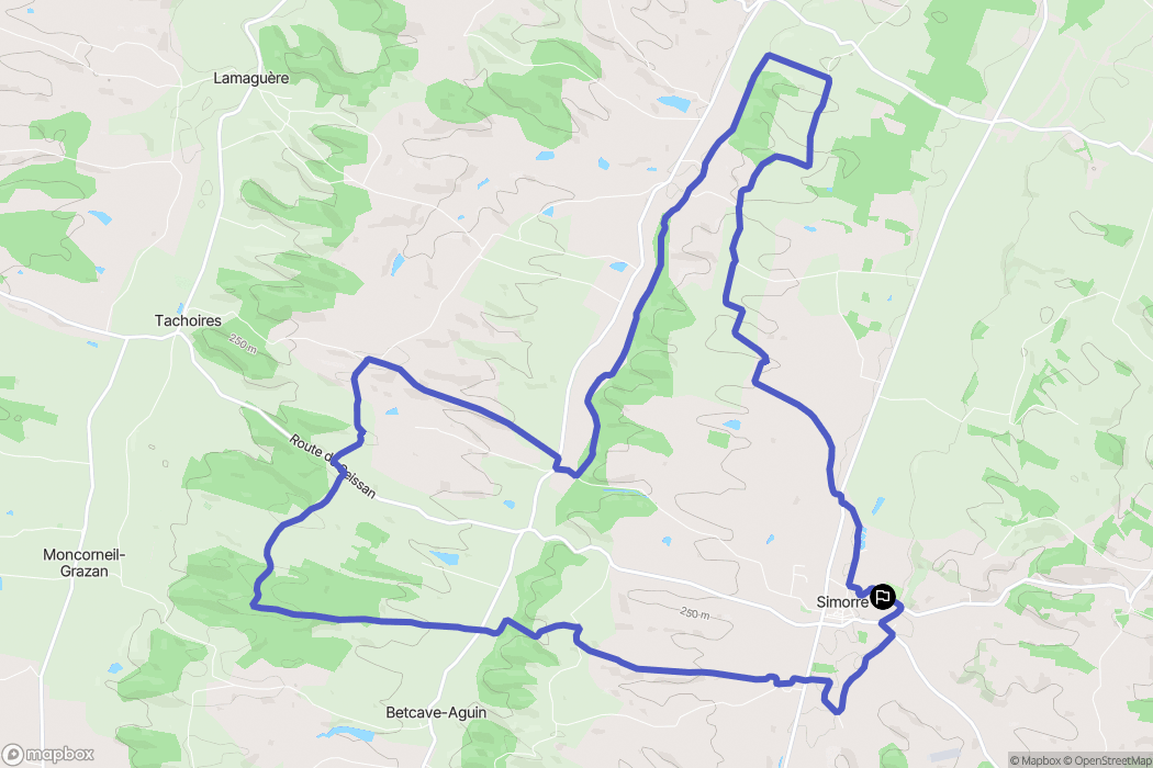 Simorre : carte du parcours de randonnée - France