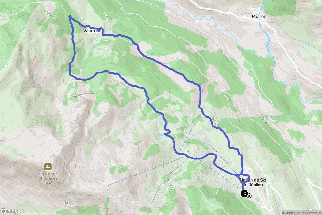 Réallon : carte du parcours de randonnée - France