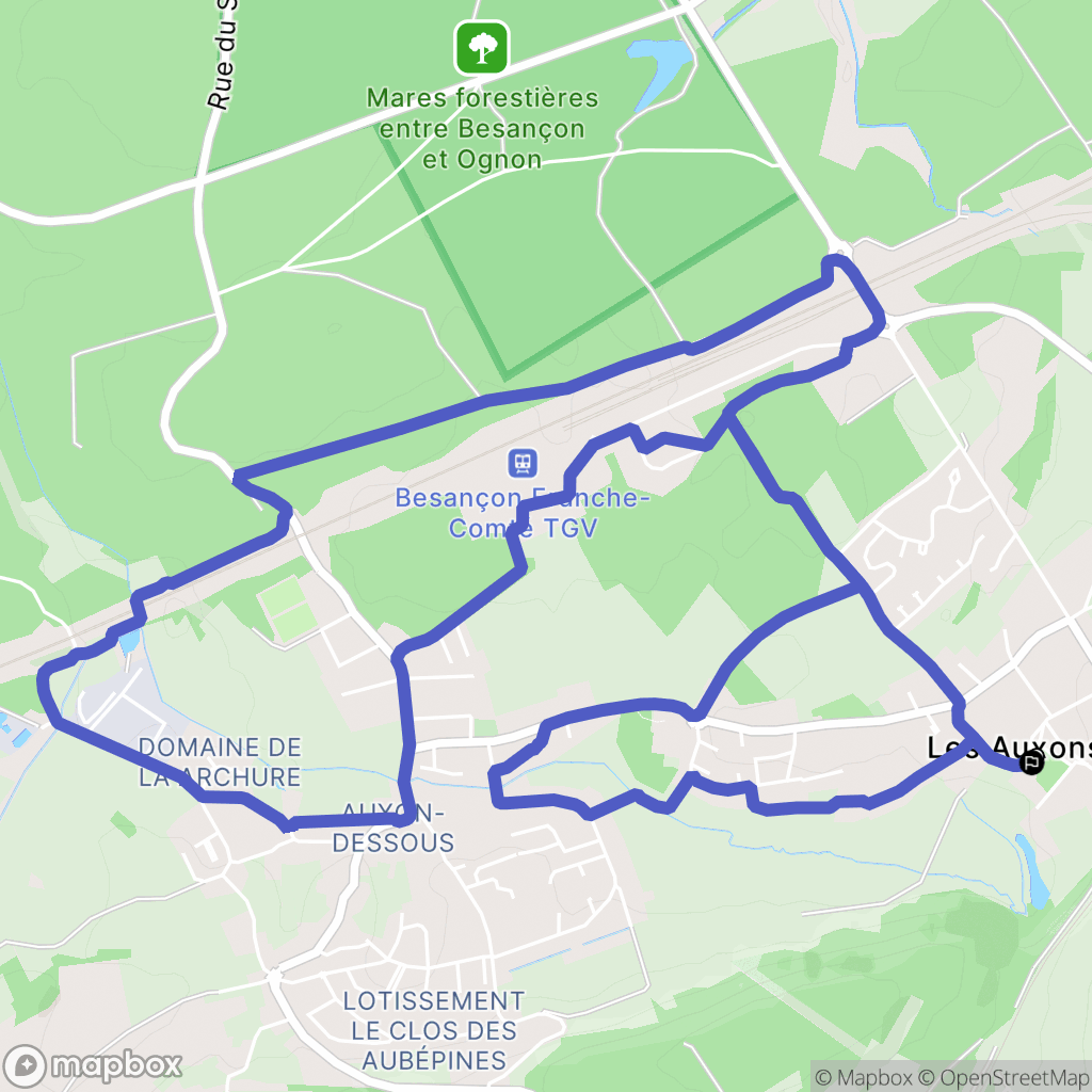 Les Auxons : carte du parcours de randonnée - France