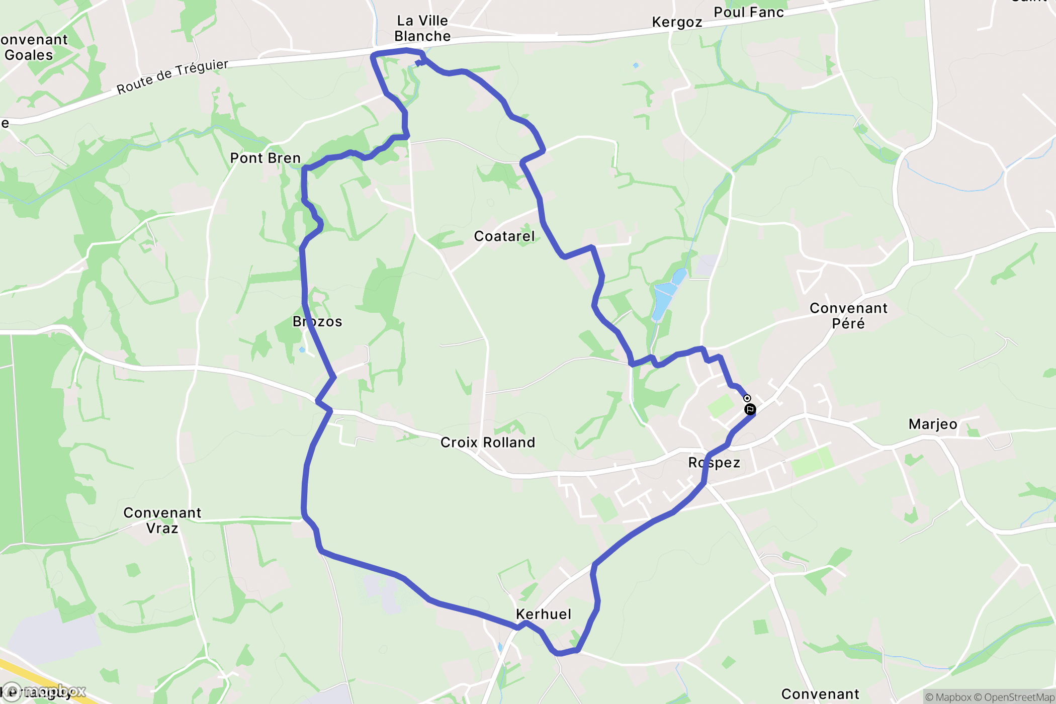 Rospez : carte du parcours de randonnée - France