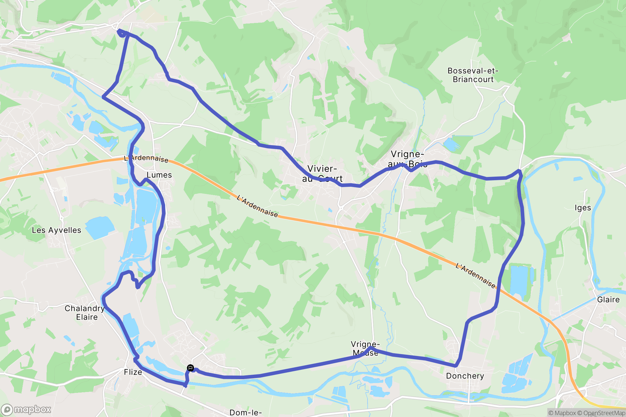 Nouvion-sur-Meuse : carte du parcours de randonnée - France