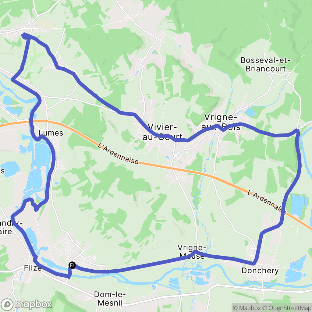 Nouvion-sur-Meuse : carte du parcours de randonnée - France