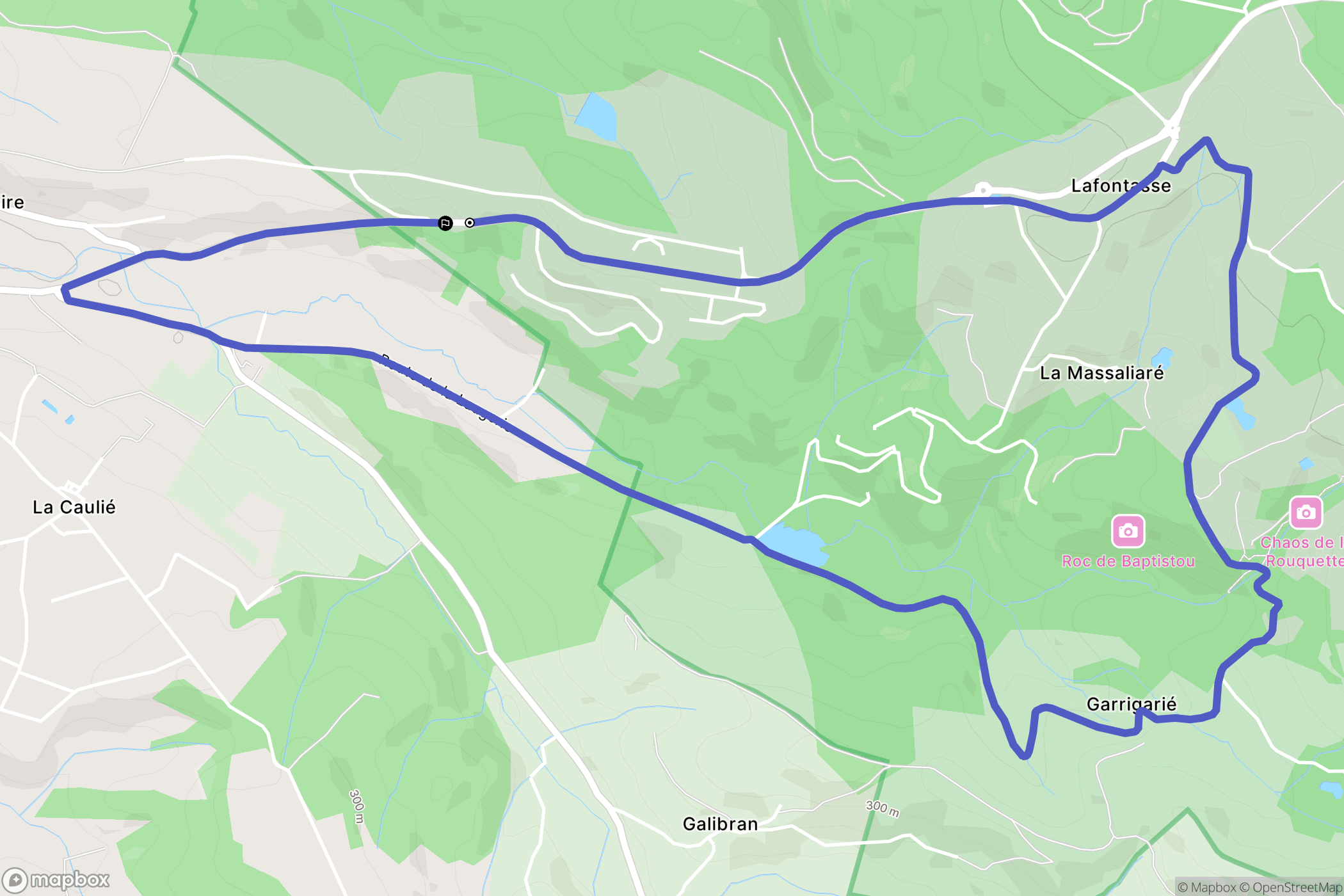 Burlats : carte du parcours de randonnée - France