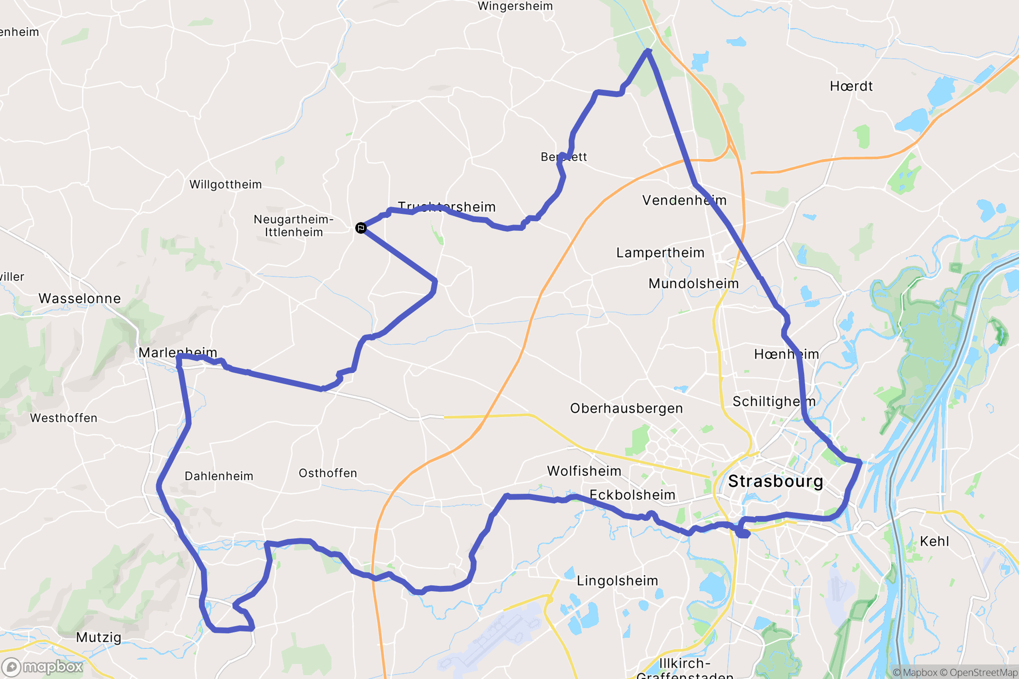 Schnersheim : carte du parcours de randonnée - France