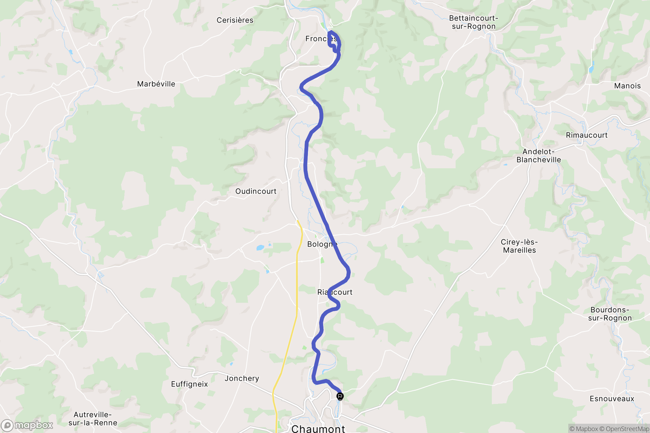 Chaumont : carte du parcours de randonnée - France